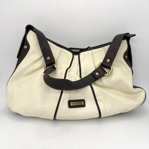 RIONI The Iris Bag Cream & Dark Chocolate Brown Leather Shoulder Bag